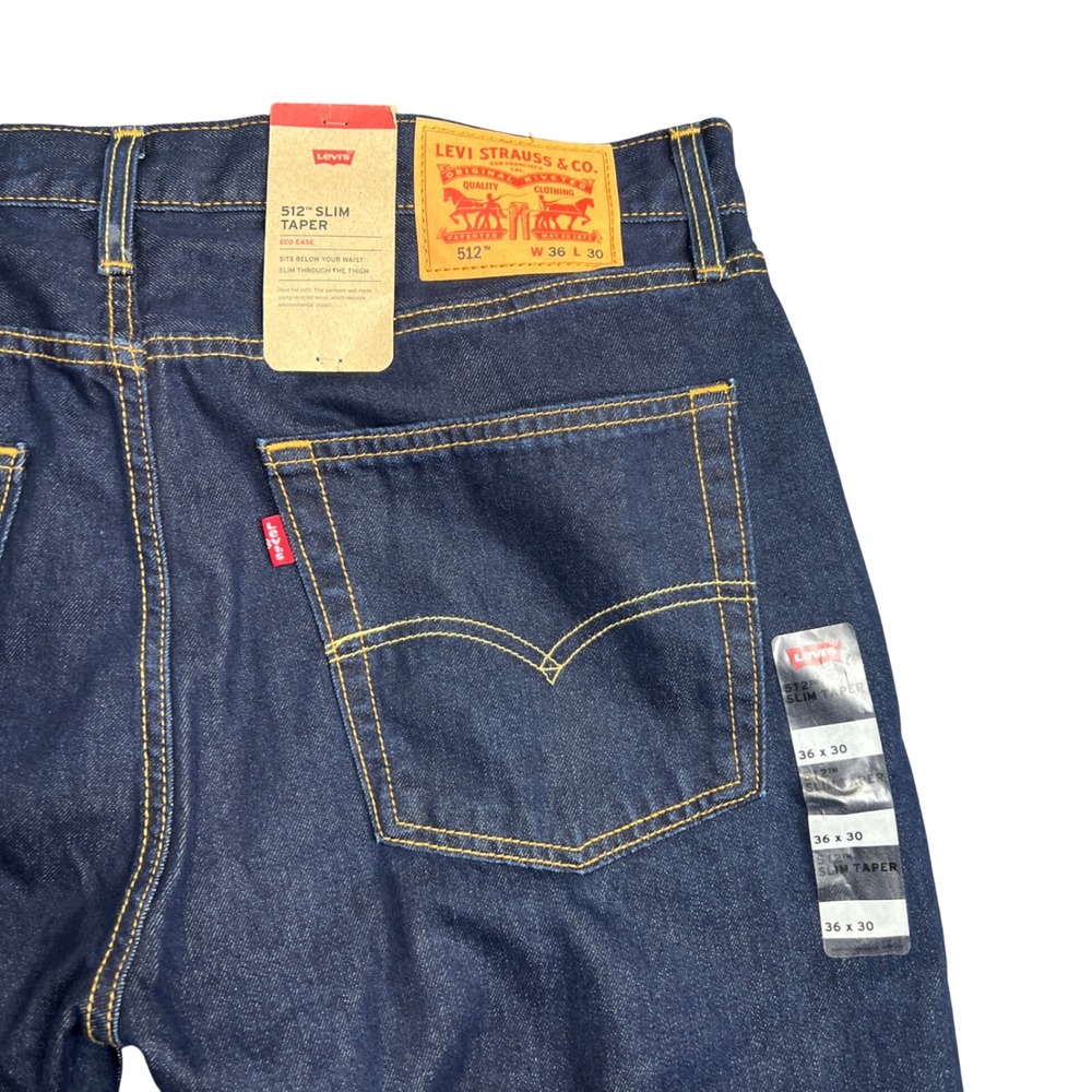 Levis 512 Slim Taper Mens Jeans 36x30 Dark Indigo Eco Ease NWT